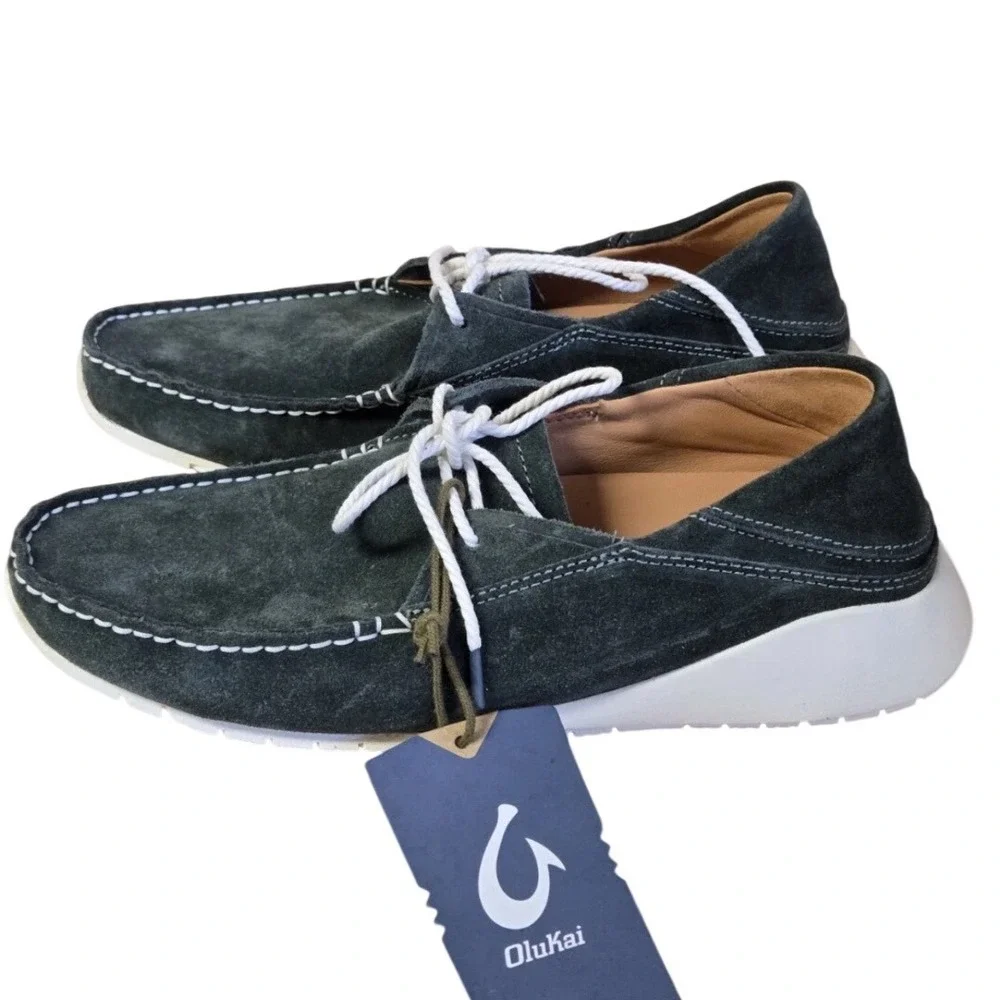 OluKai Men's Dark‎ Green Suede Slip On Loafer Shoes Size 12